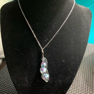 Pea pod handcrafted resin necklace